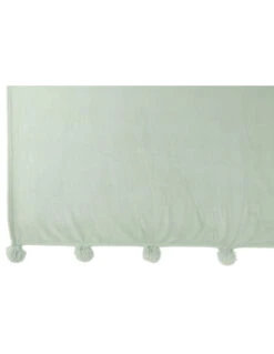 Plaid Pompon Polyester Vert Clair -Magasin De Meubles De Qualité tissu a carreaux en polyester avec pompon vert clairj line 3