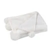 Plaid Pompon Polyester Blanc