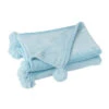 Plaid Pompon Polyester Bleu Ciel