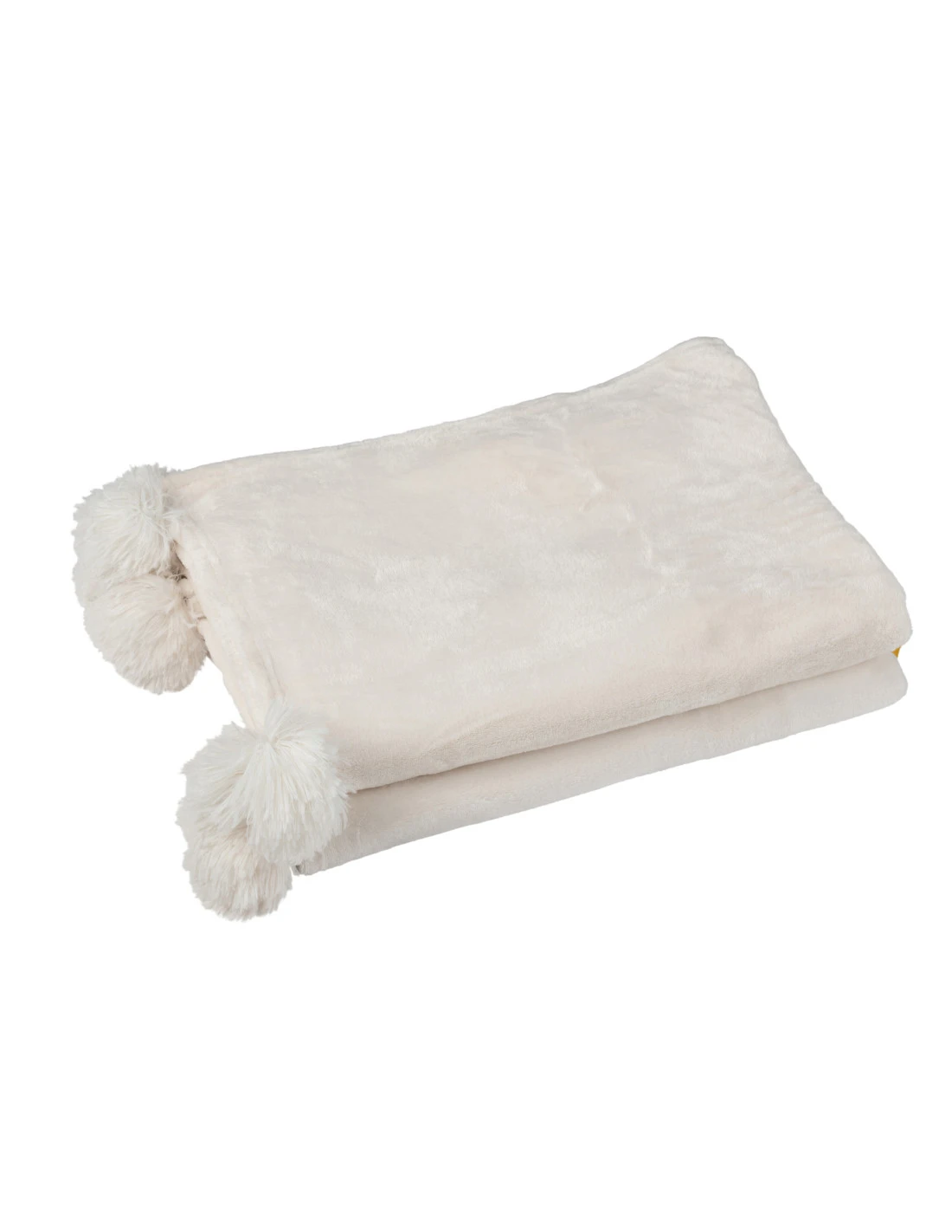 Plaid Pompon Polyester Creme 2 Plaid Pompon Polyester Creme – Image 2