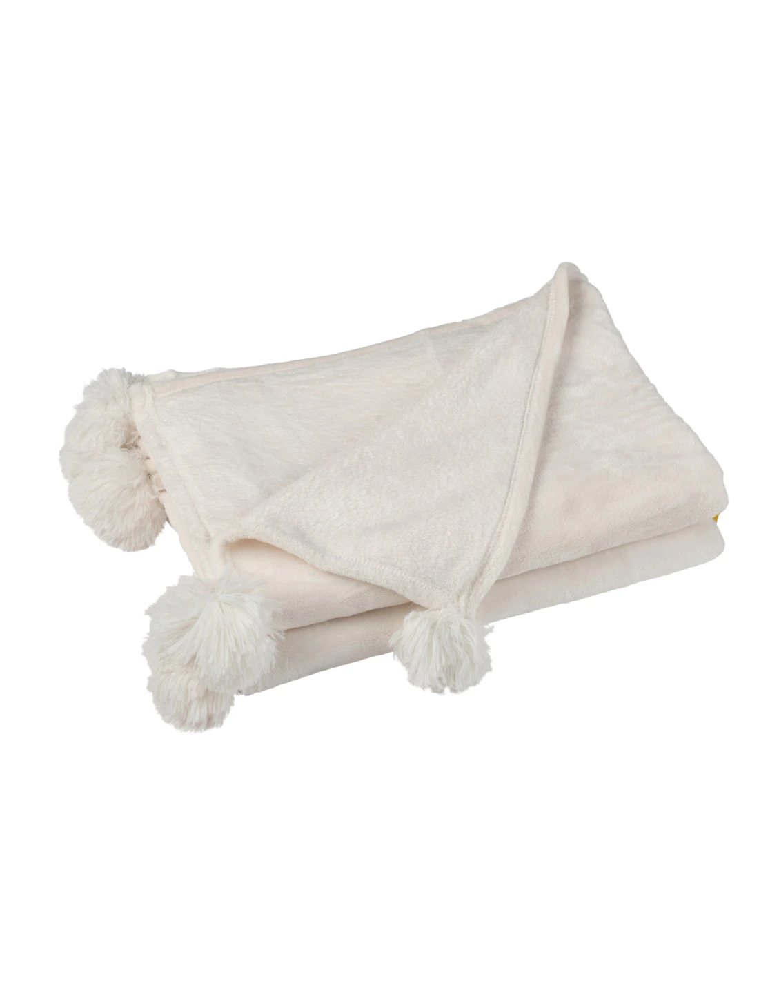 Plaid Pompon Polyester Creme 1 Plaid Pompon Polyester Creme