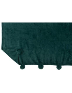 Plaid Pompon Polyester Vert Fonce -Magasin De Meubles De Qualité tissu a carreaux en polyester vert fonce avec pomponj line 2