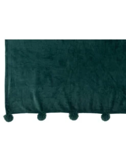 Plaid Pompon Polyester Vert Fonce -Magasin De Meubles De Qualité tissu a carreaux en polyester vert fonce avec pomponj line 3