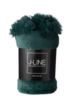 Plaid Pompon Polyester Vert Fonce -Magasin De Meubles De Qualité tissu a carreaux en polyester vert fonce avec pomponj line 4