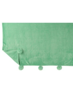 Plaid Pompon Polyester Vert Vif -Magasin De Meubles De Qualité tissu a carreaux en polyester vert vif avec pomponj line 2