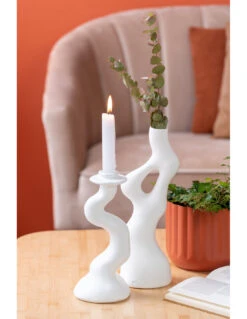 Vaas Organic Swirls - Blanc - 12,5x10,5x33cm -Magasin De Meubles De Qualité vaas organic swirls blanc 125x105x33cmpresent time d 3