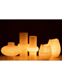 Vase à Rayures, Boule Basse En Verre Blanc -Magasin De Meubles De Qualité vase a rayures boule basse en verre blancj line 5