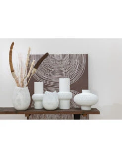 Vase à Rayures, Boule Basse En Verre Blanc -Magasin De Meubles De Qualité vase a rayures boule basse en verre blancj line 6