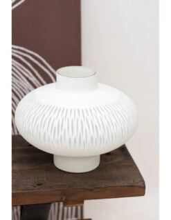Vase à Rayures, Boule Basse En Verre Blanc -Magasin De Meubles De Qualité vase a rayures boule basse en verre blancj line 7