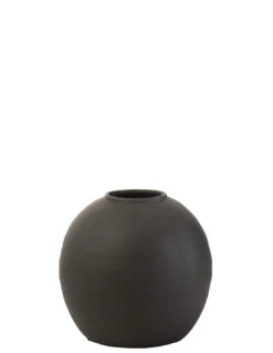 Vase Rond En Ciment Noir