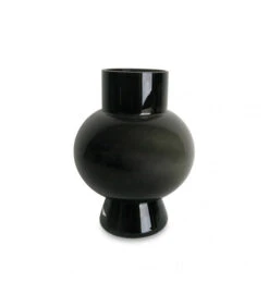 Vase Rond En Verre Noir